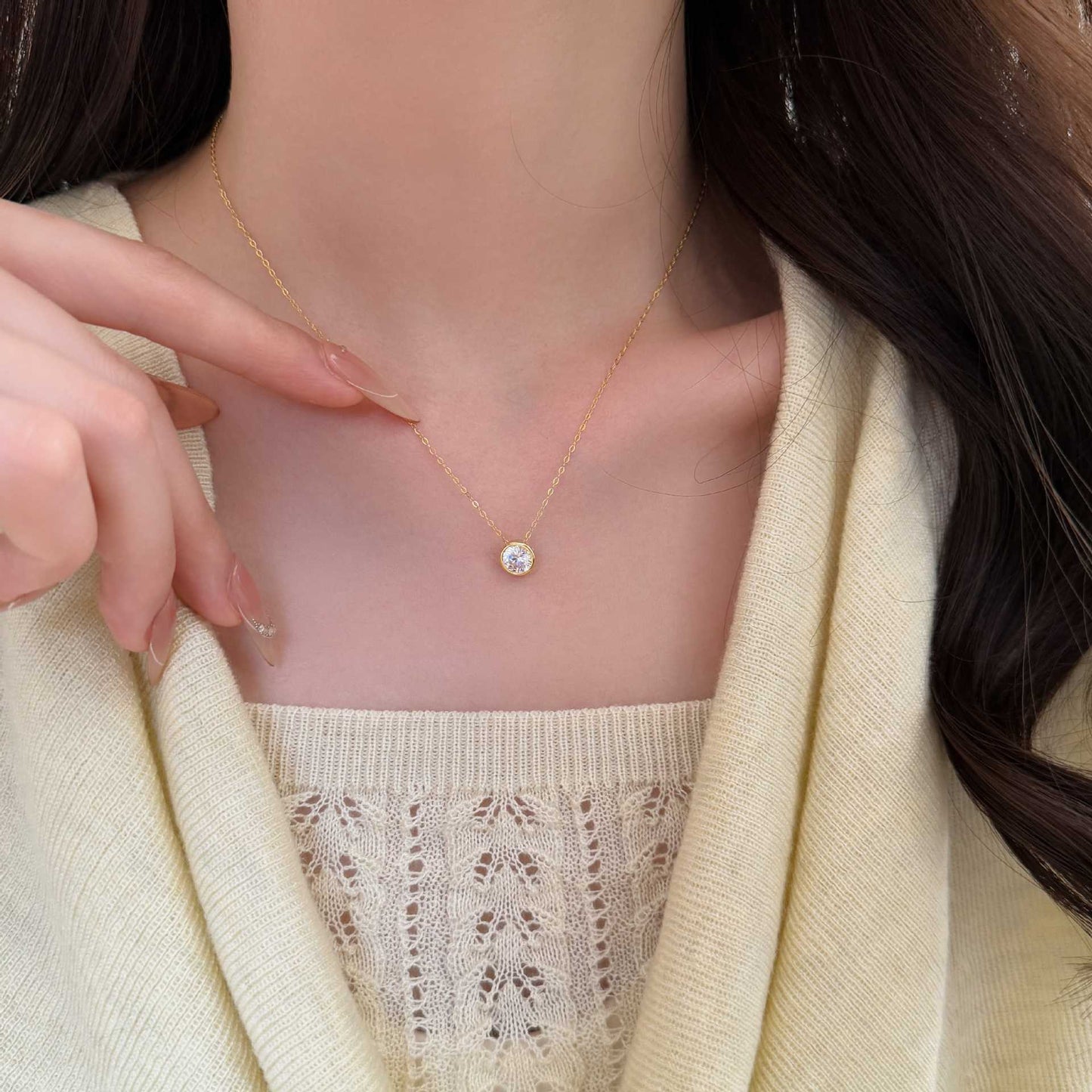 Classic Bubble Minimalist Necklace – S925, 18K Gold Plated – view 3