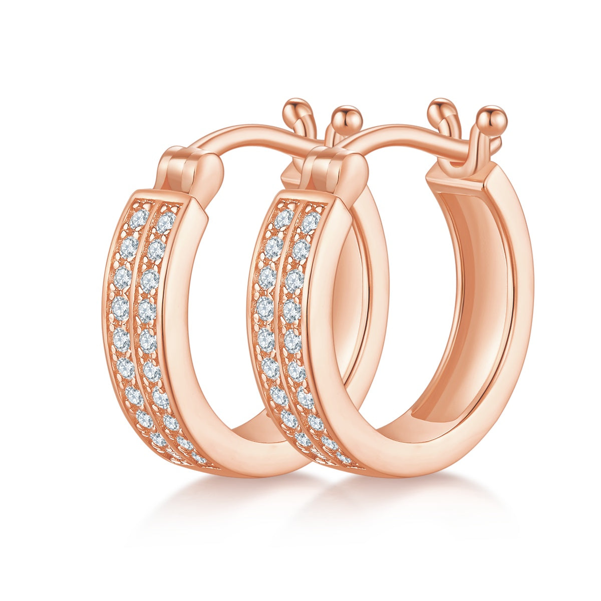 Double Row Moissanite Hoop Earrings 16mm – S925 Platinum – view 3