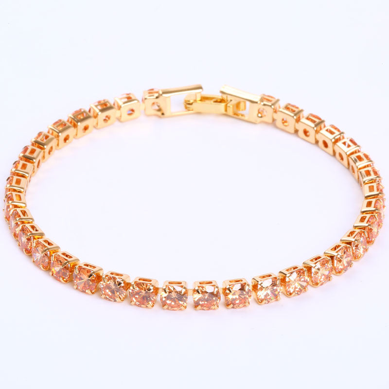 Cubic Zirconia Tennis Bracelet – Iced Out Crystal, Gold – view 3