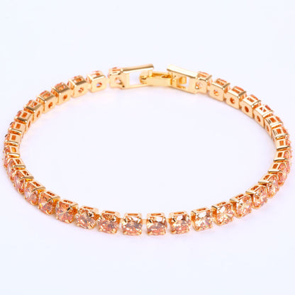 Cubic Zirconia Tennis Bracelet – Iced Out Crystal, Gold – view 3