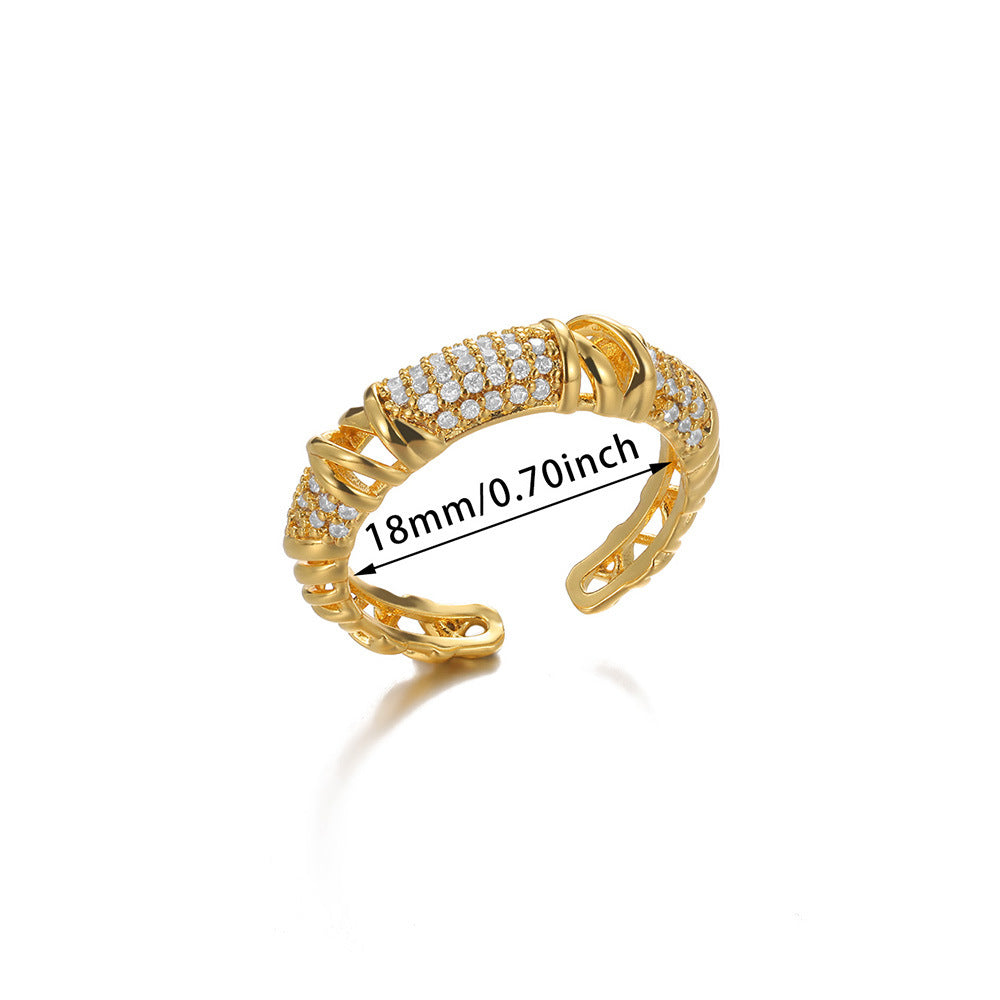 Heart & Evil Eye Open Ring – Micro Pave Zircon – view 3