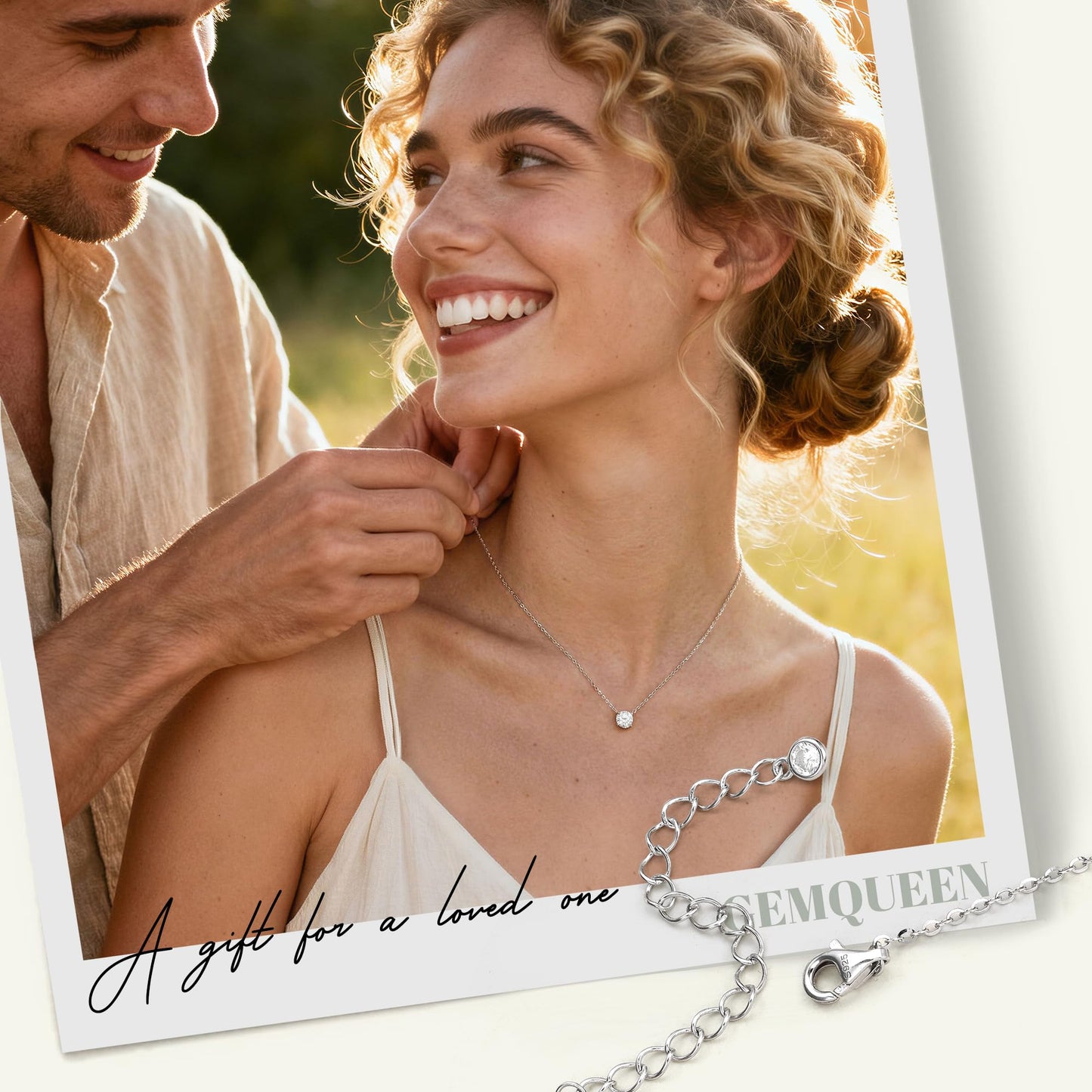 Moissanite Layered Choker Necklace – 925 Silver, White Gold Plated – view 6