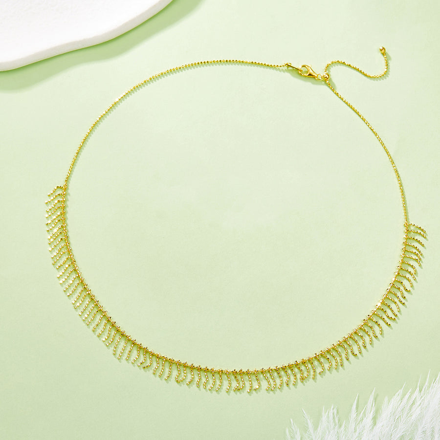 Beaded tassel adjustable necklace in plated finish – view 7