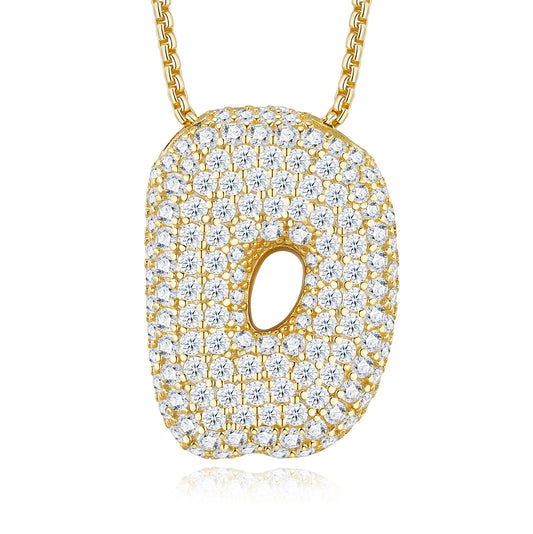 Bubble Letter Initial Necklace 13.24g – S925 Gold, Moissanite A-Z