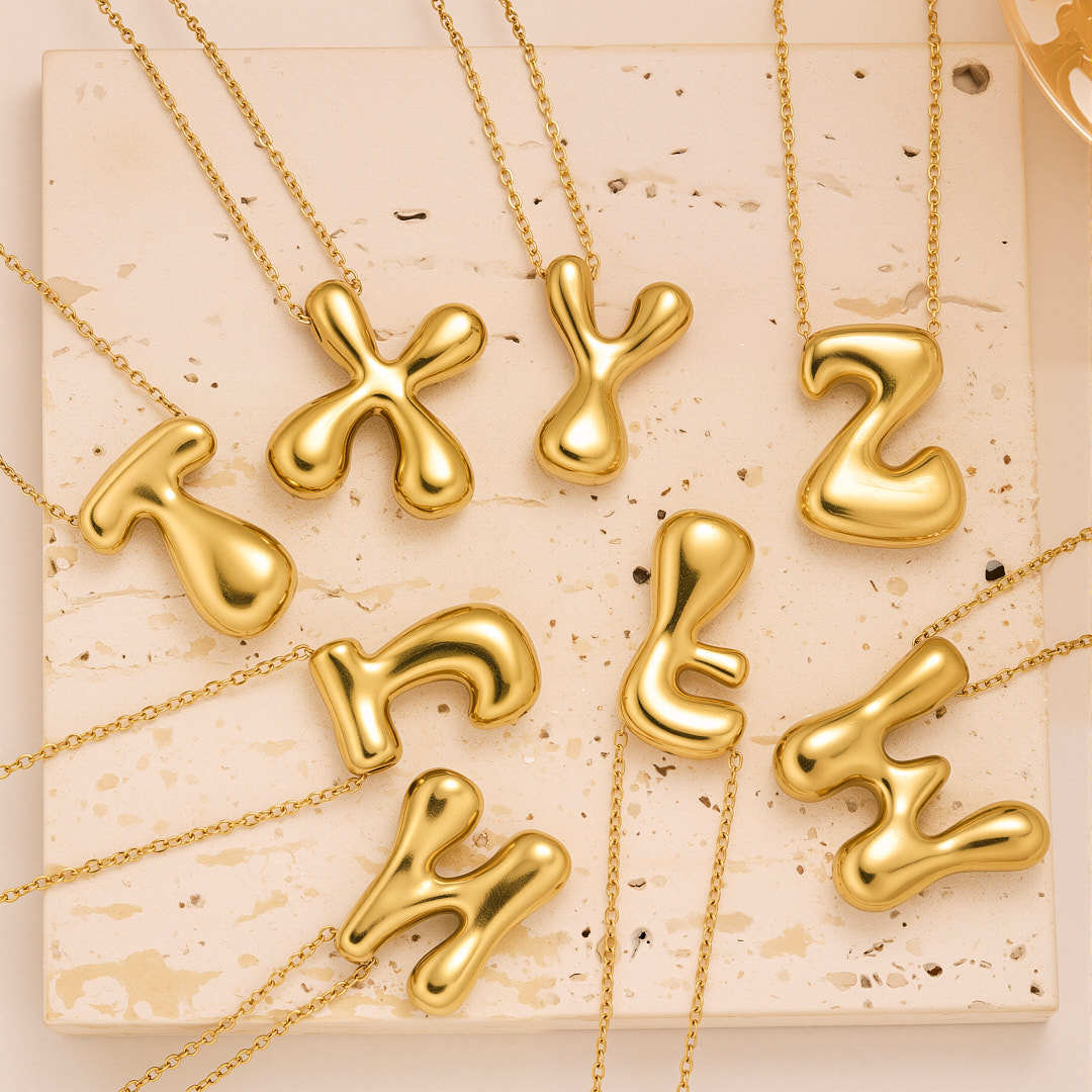 New Titanium Steel 18K Gold-Plated 26-Letter Necklace For Women – view 2