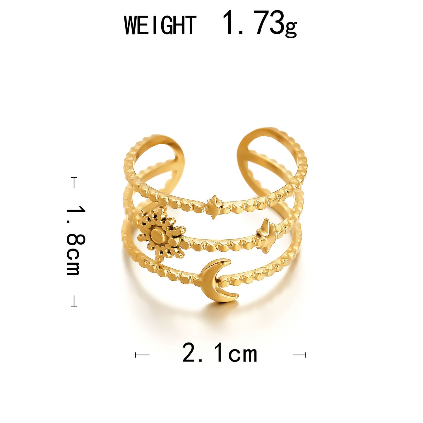 Starfish Shell Heart Open Ring – 18K Gold Plated Steel – view 4