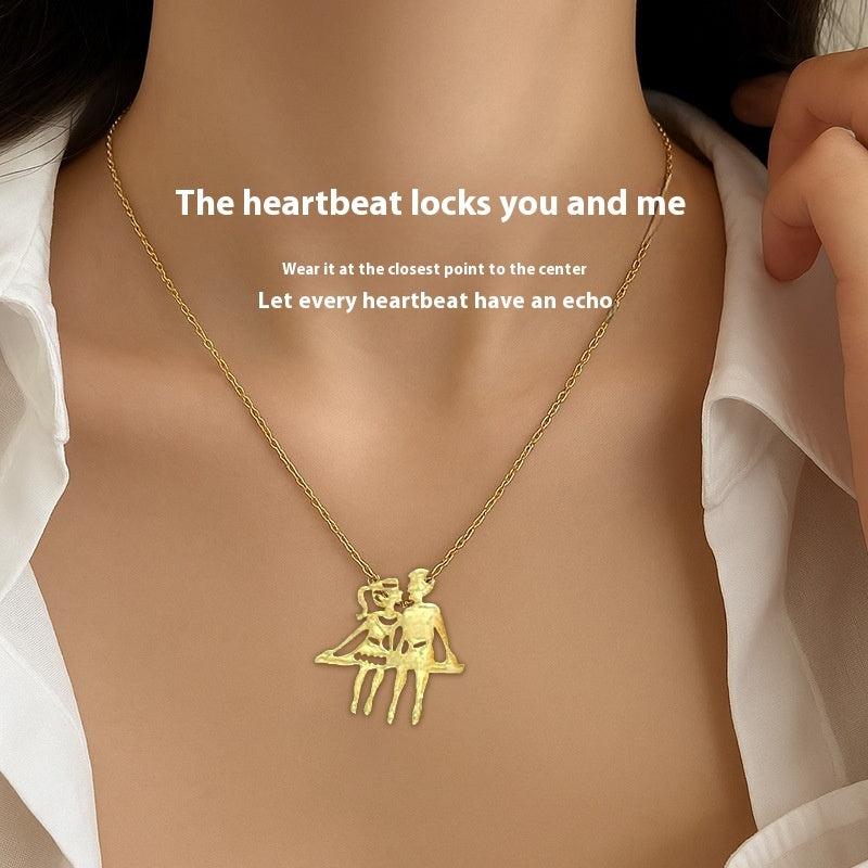 18K Gold Plated Stainless Steel Couple Necklace
