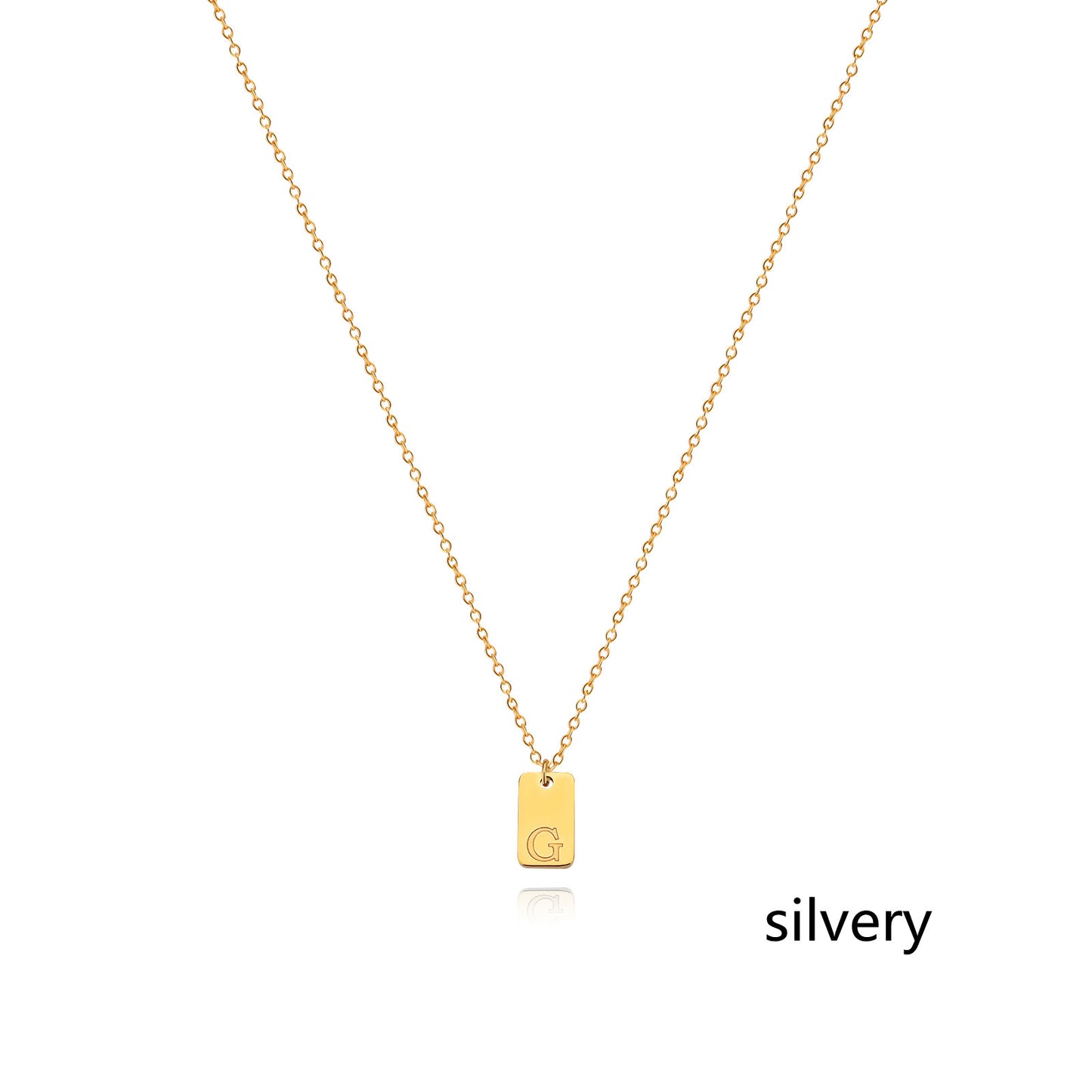 Stainless Steel Simple 26 Letter Tag Pendant Necklace – view 34