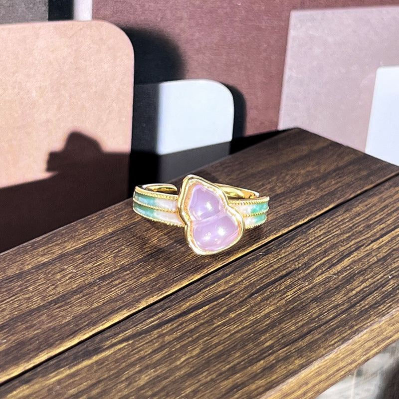 Retro Floral Enamel Ring – Bright Colour Glaze – view 4