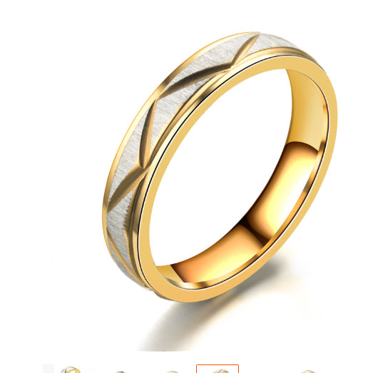 Titanium steel couple ring 24K gold stainless steel ring – view 9