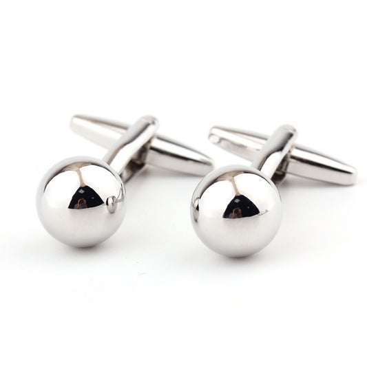 Silver Steel Ball Shape Metal Cufflinks French Shirt Men's Cufflink
