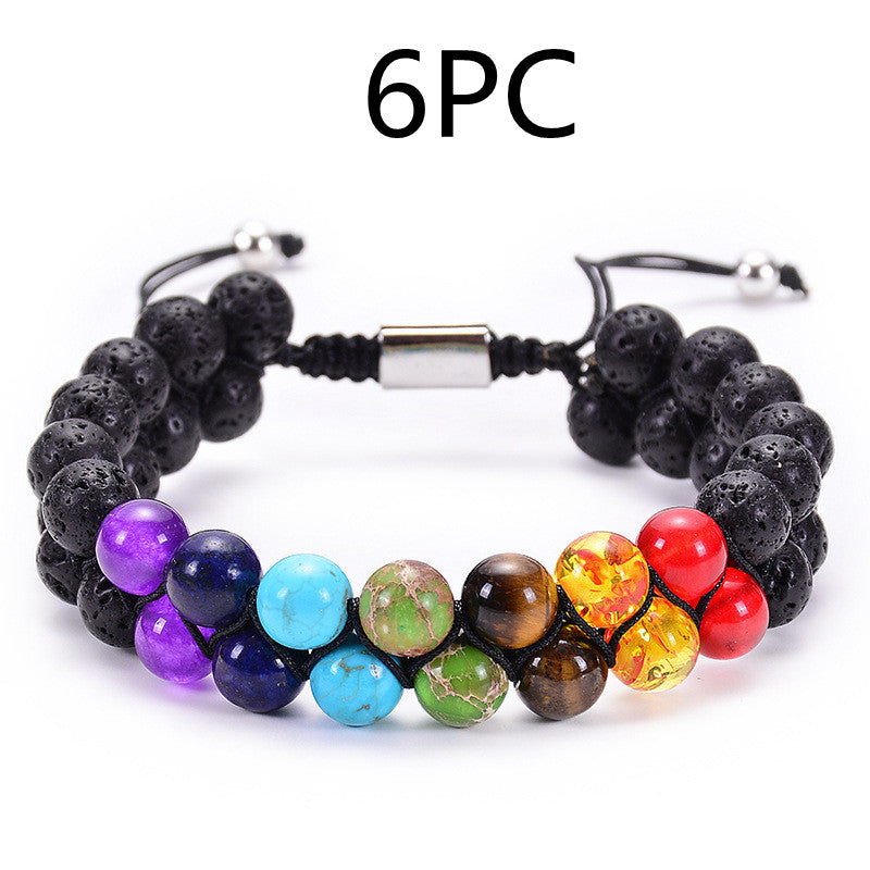Natural Tiger Eye Stone Lava Lava Stone Double Row Bracelet – view 11