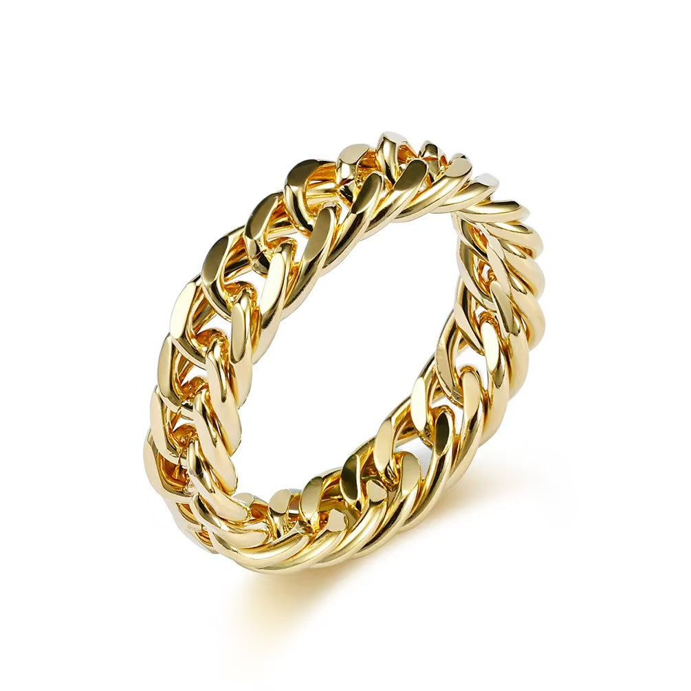 Chain Couple Rings – 18K Gold Plated Titanium Steel, Unisex – view 5