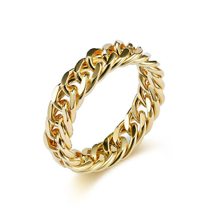 Chain Couple Rings – 18K Gold Plated Titanium Steel, Unisex – view 5