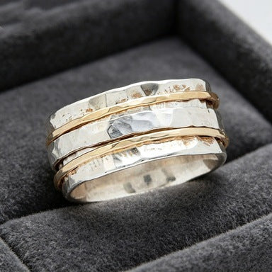 New Two-tone Vintage Minimalist Multi-layer Ring – view 6
