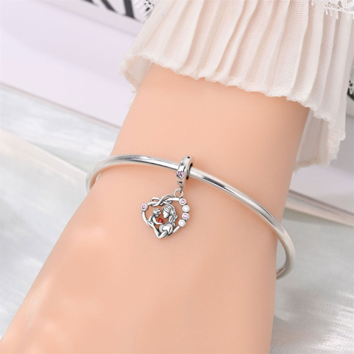 Tree Of Life DIY Beaded Bracelet Charm – Silver-Plated Copper – view 4