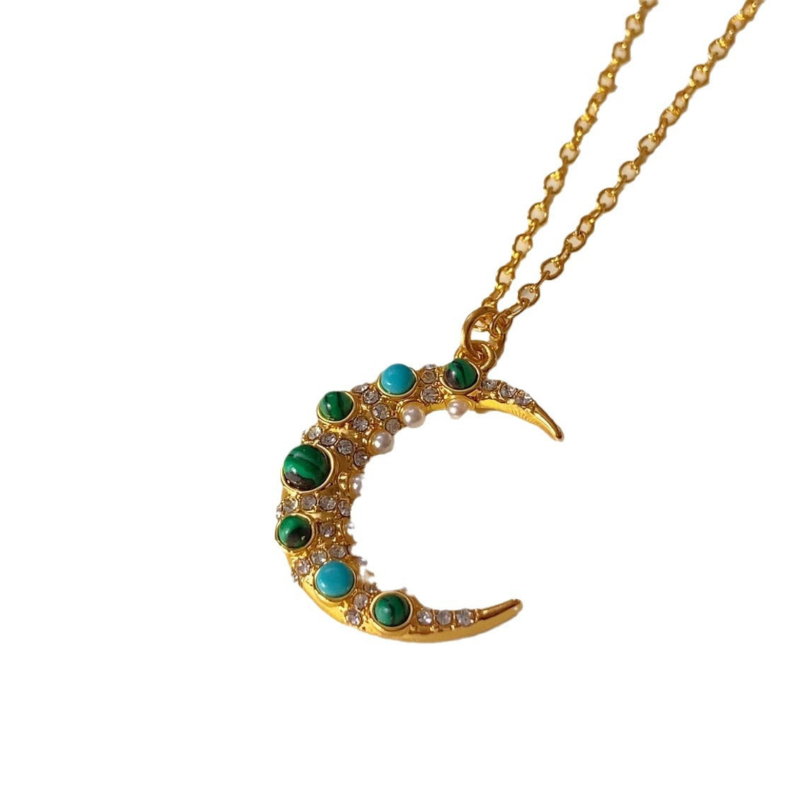 Vintage Copper-plated Gold Moon Pendant Necklace For Women – view 4