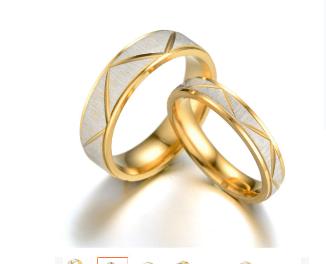 Titanium steel couple ring 24K gold stainless steel ring – view 7
