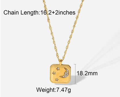 Titanium Steel Necklace 18K Gold Plating Square Tag – view 7