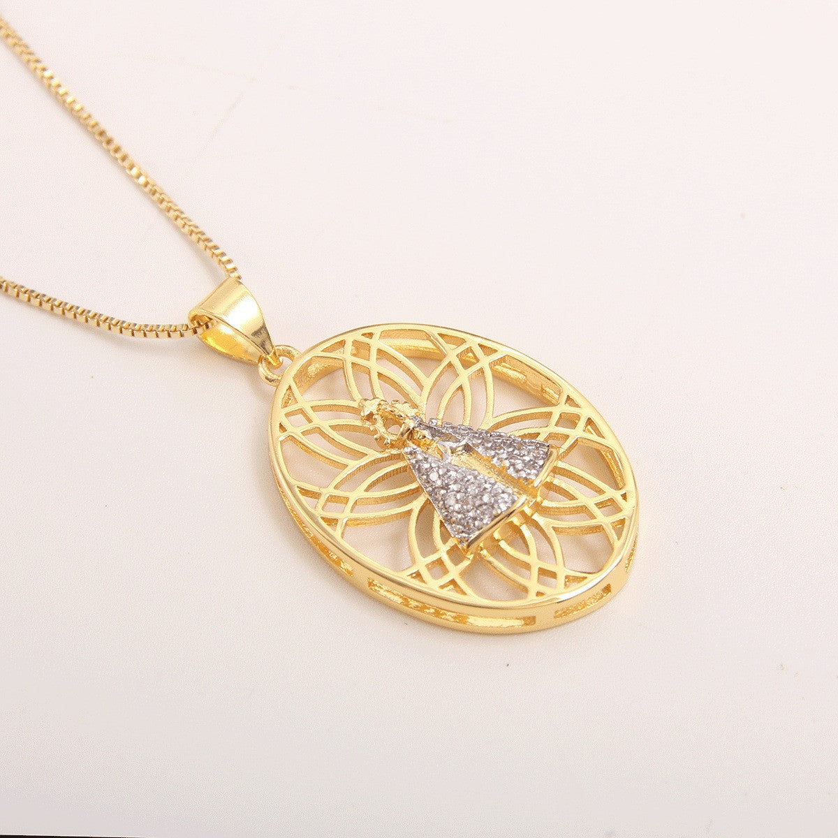 Trendy Religious Necklace – Madonna Cross Charm B – view 4