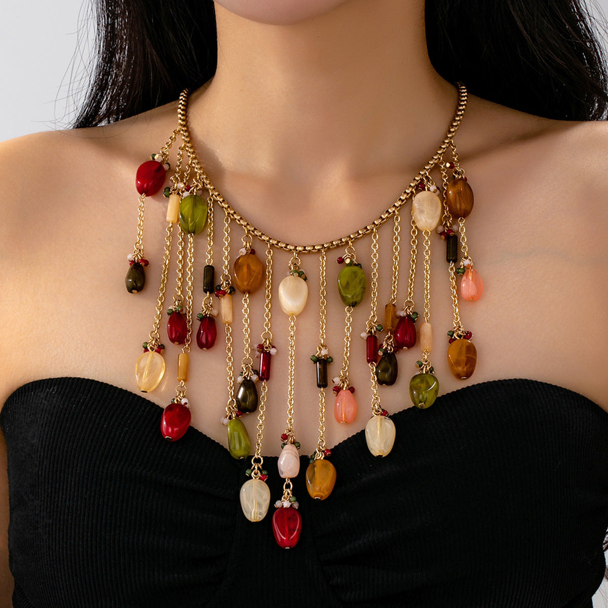 Personalized Western-style Waterdrop Tassel Necklace