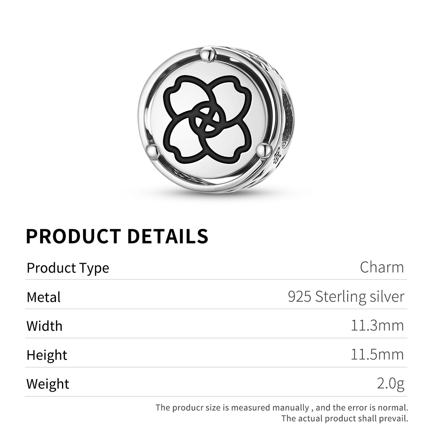Sacred Geometry The Syringa Bush Charm – 925 Sterling Silver – view 3