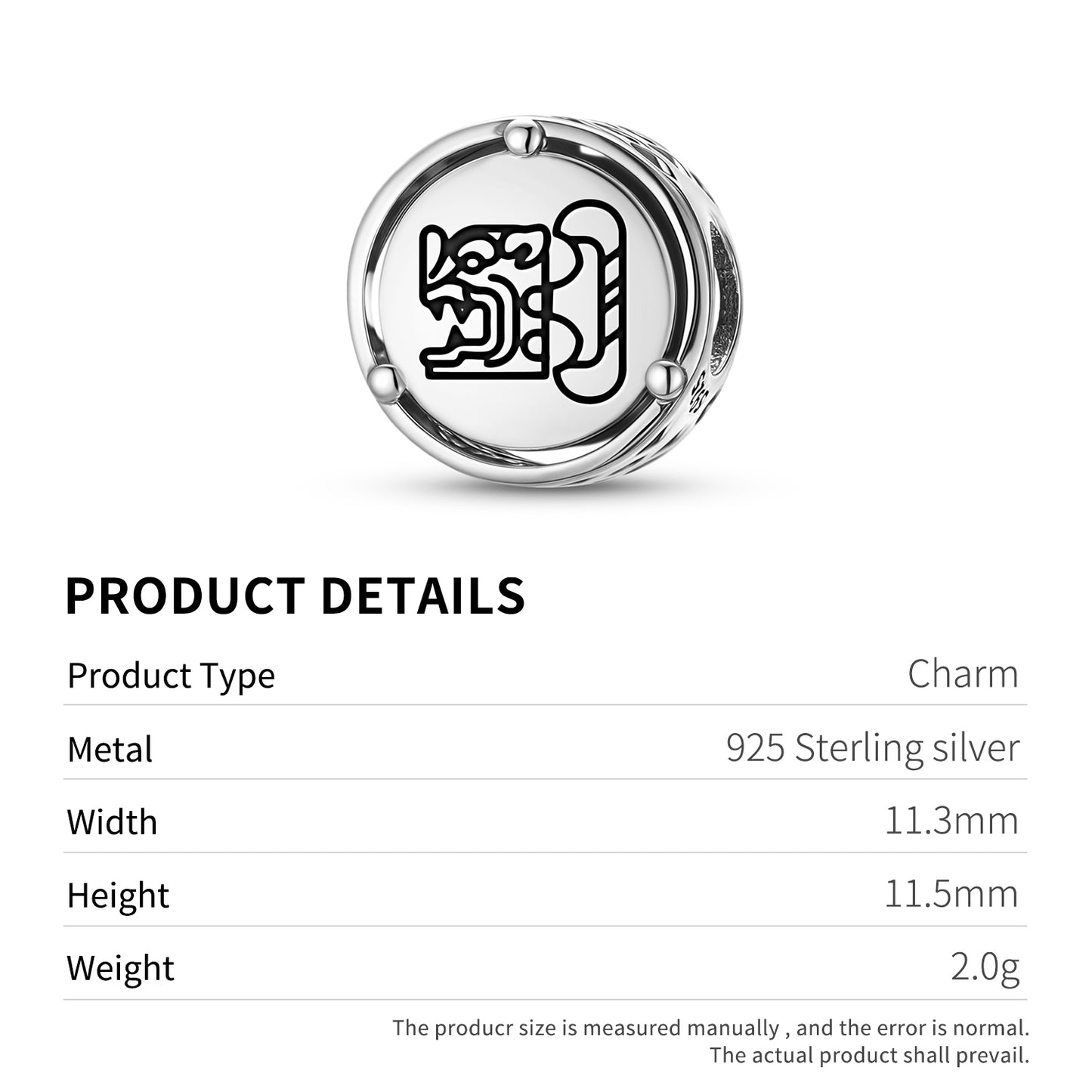 Mayan Bat House Charm – 925 Sterling Silver – view 3