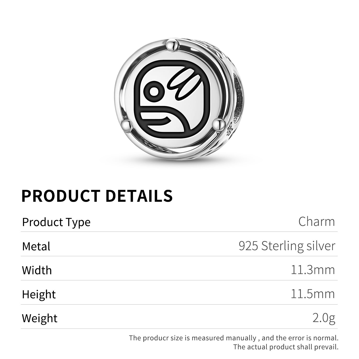 Mayan Ok Charm – 925 Sterling Silver – view 3