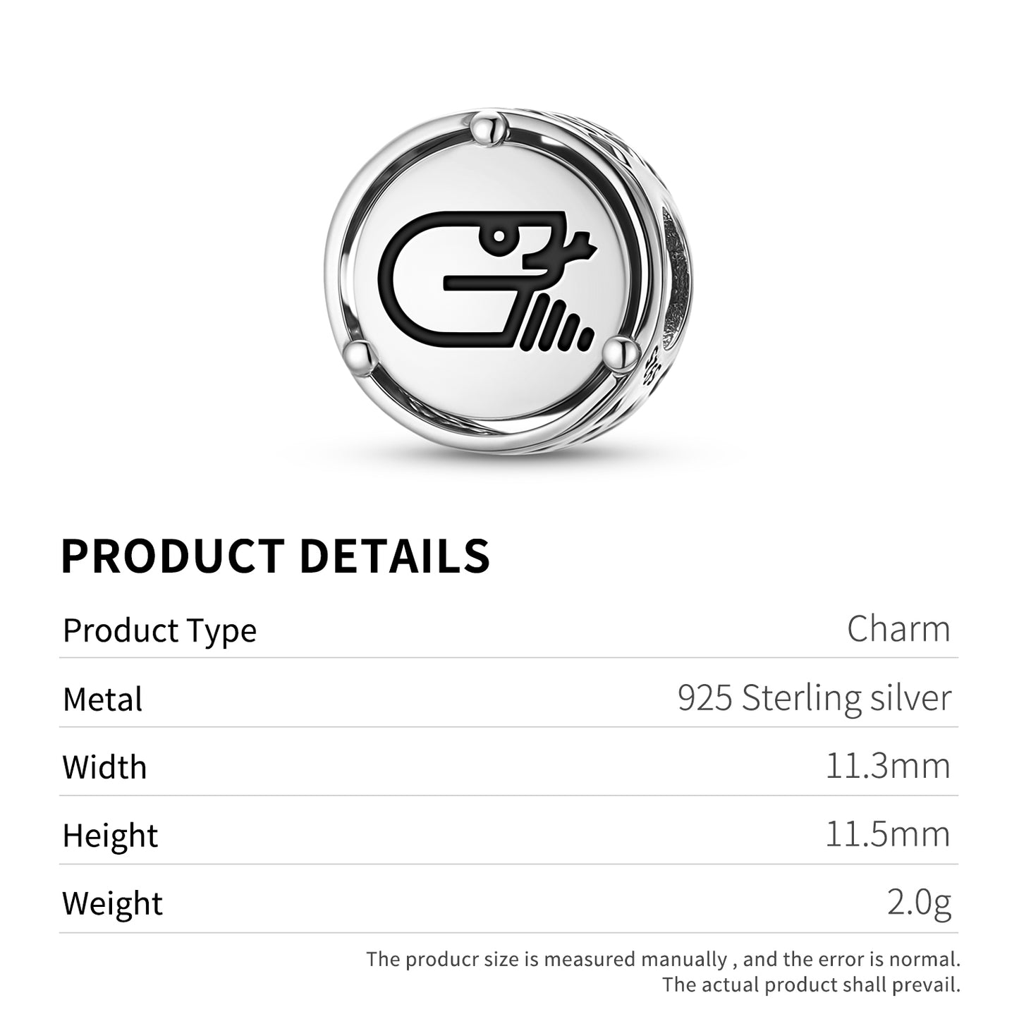 Aztec Coatl Charm – 925 Sterling Silver – view 3