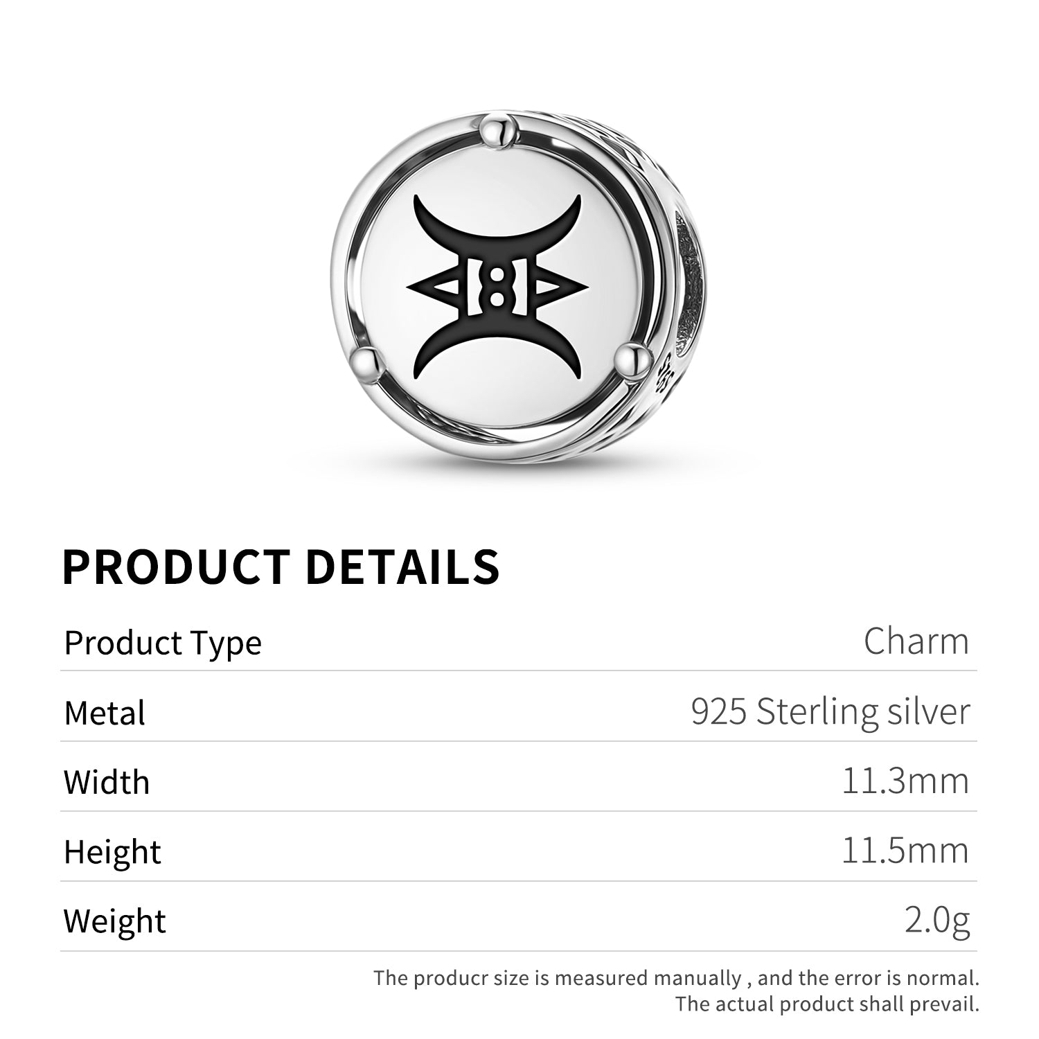 Adinkra Asetena Pa Charm – 925 Sterling Silver – view 3