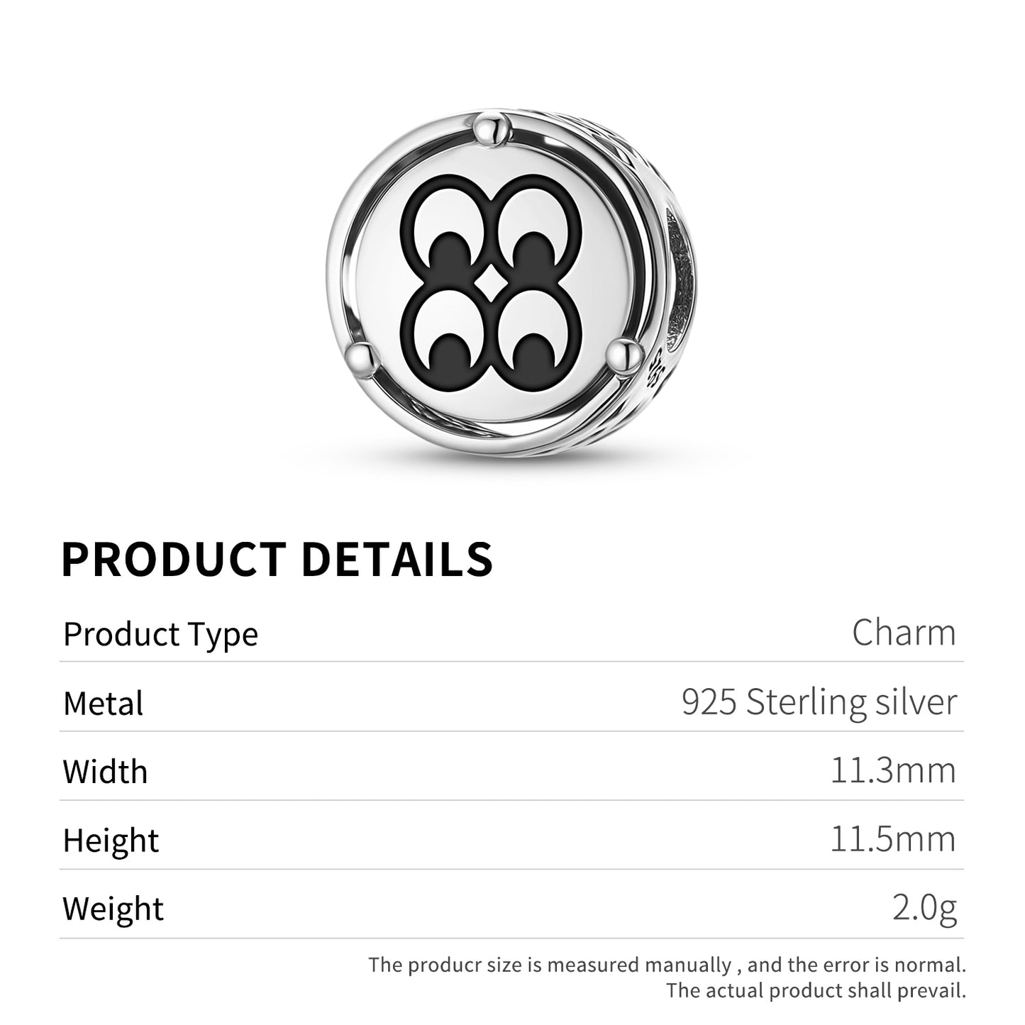 Adinkra Mate Masie Charm – 925 Sterling Silver – view 3