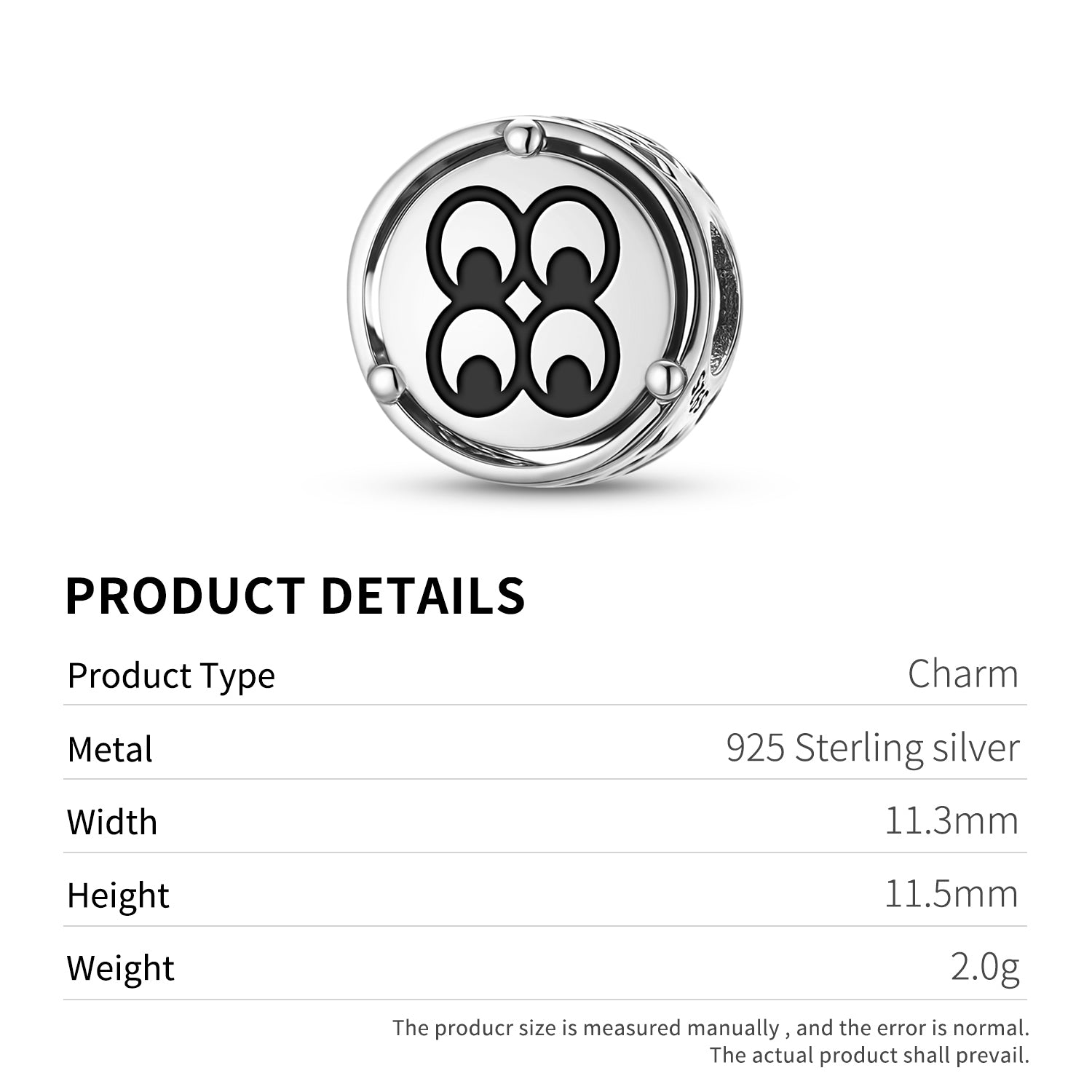 Adinkra Mate Masie Charm – 925 Sterling Silver – view 3