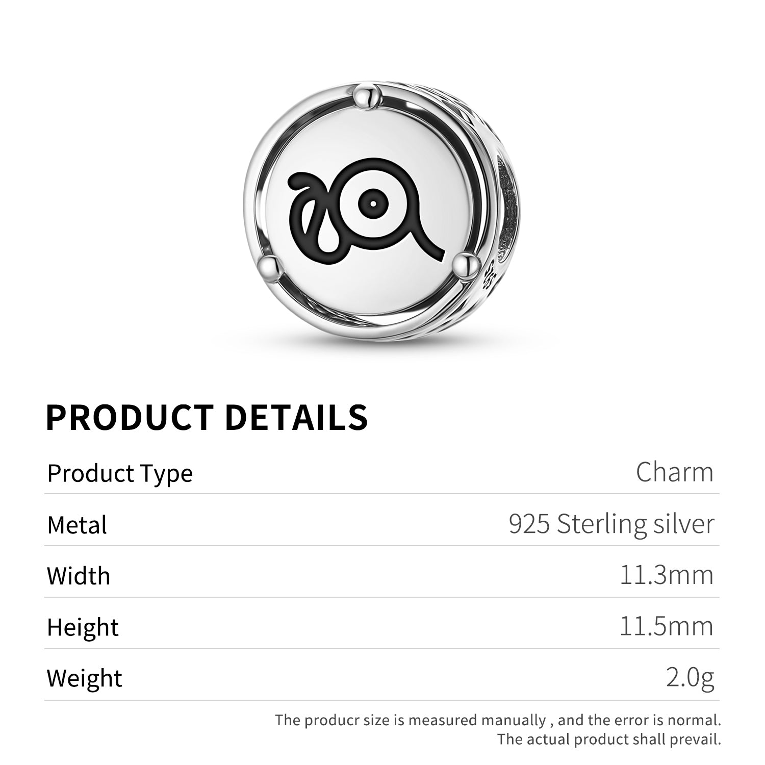 Egyptian Uraeus Charm – 925 Sterling Silver – view 3