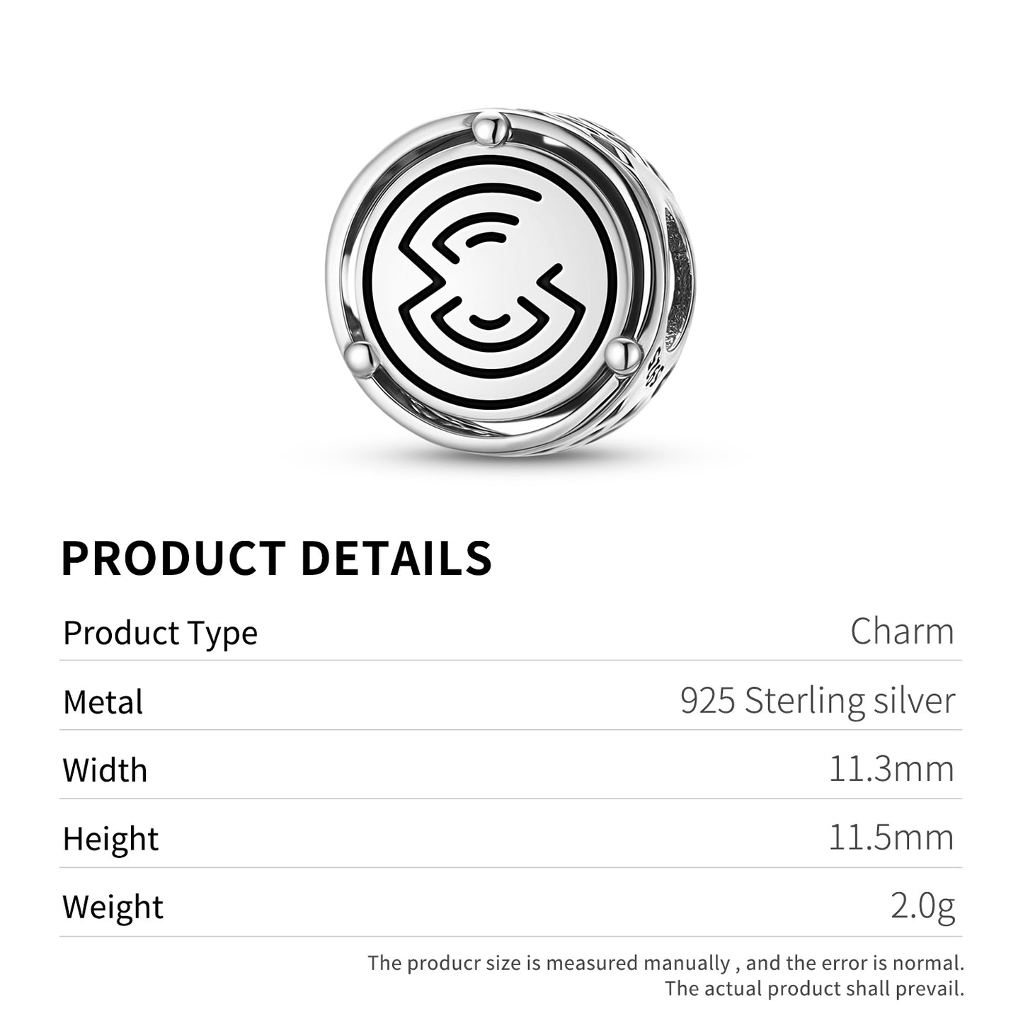 Crop Circles Bar Magnet Charm – 925 Sterling Silver – view 3