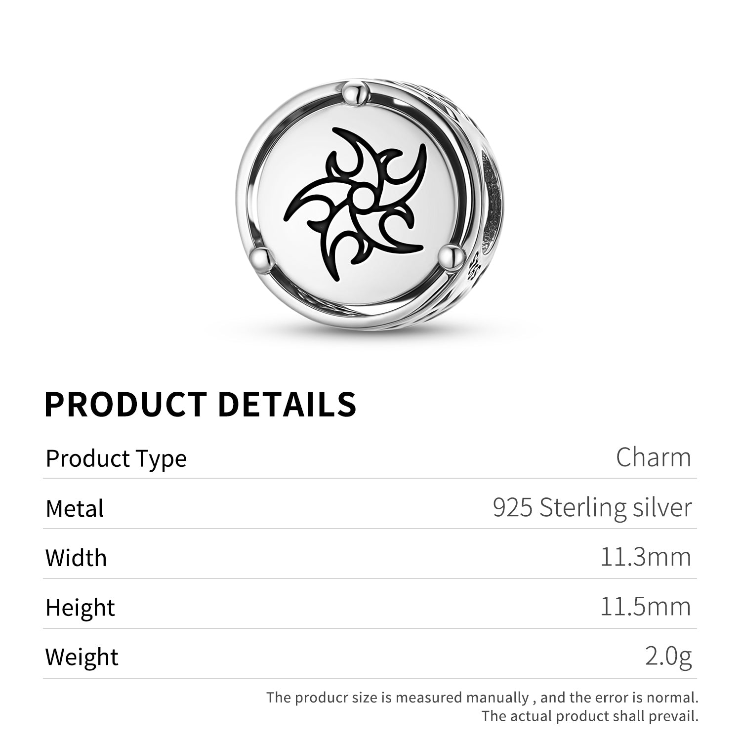 Crop Circles Eight Magnets Charm – 925 Sterling Silver – view 3