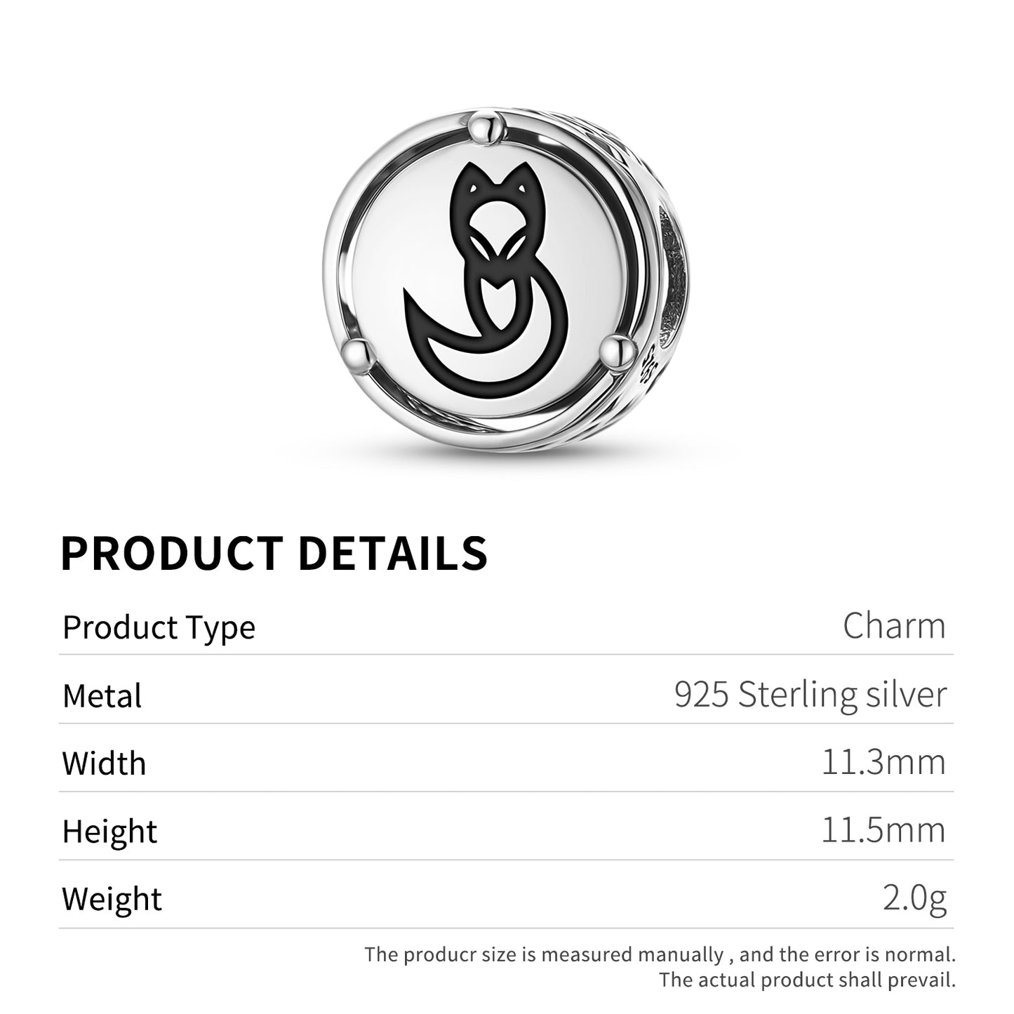 Animal FOX Charm – 925 Sterling Silver – view 3