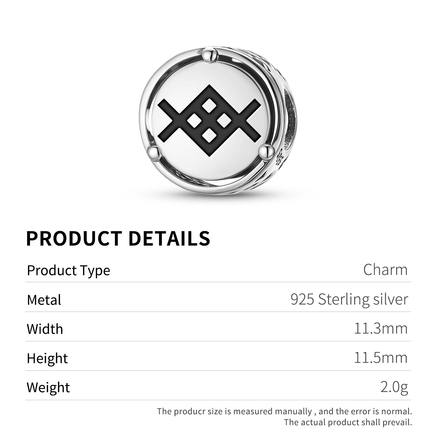 Latvian Metenis Charm – 925 Sterling Silver – view 3