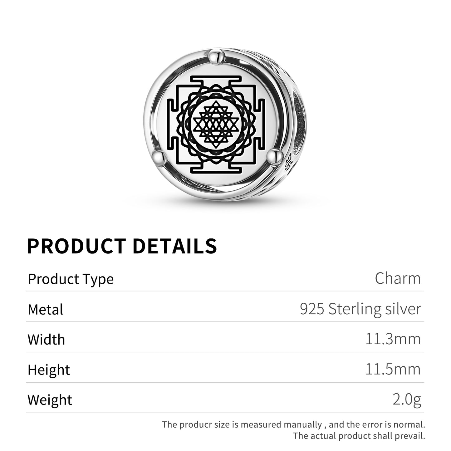 Yantra Kuber Yantra Charm – 925 Sterling Silver – view 3
