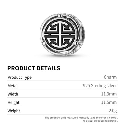 Chinese Fu – Prosperity Charm – 925 Sterling Silver – view 3