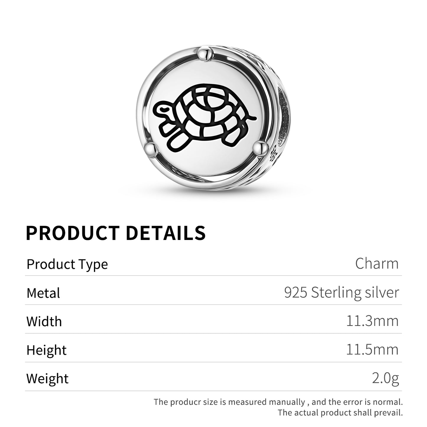 Jainism Kachup Tortoise Charm – 925 Sterling Silver – view 3