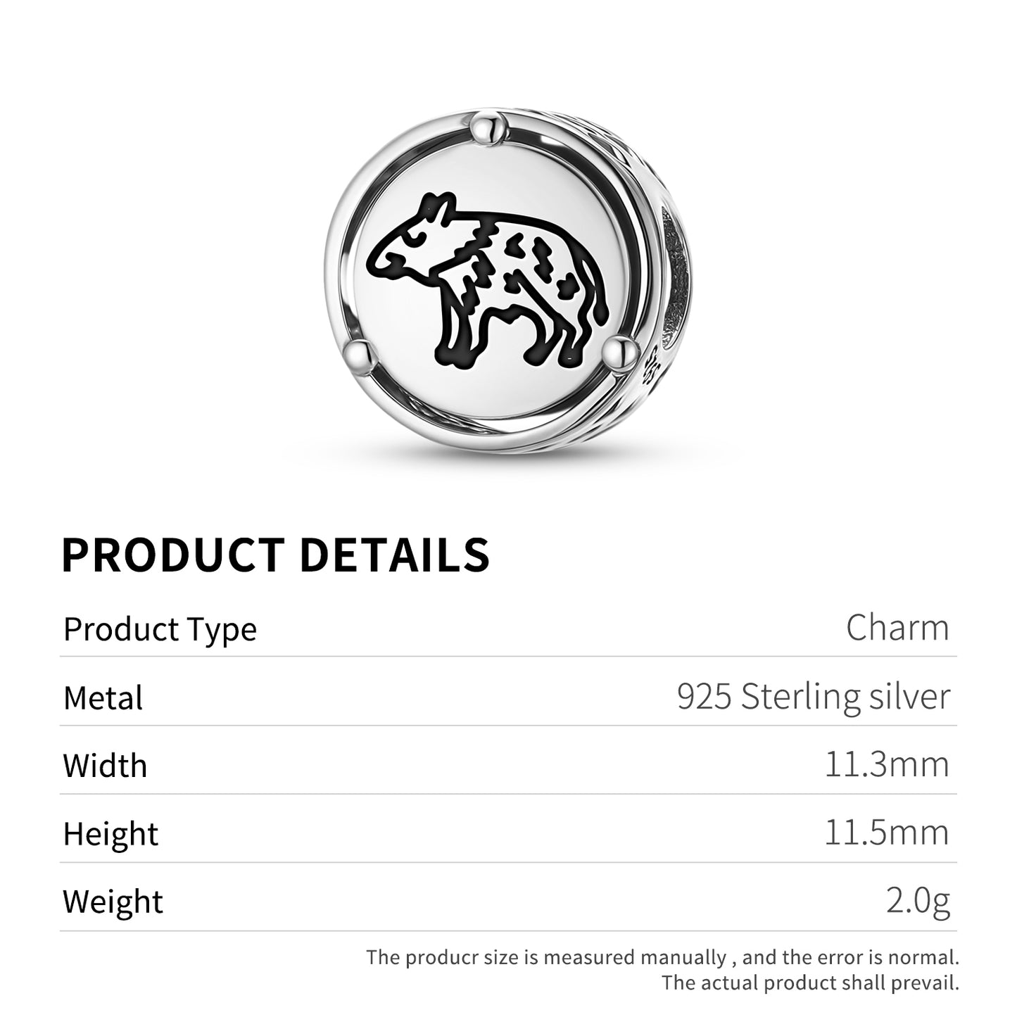 Jainism Boar Charm – 925 Sterling Silver – view 3