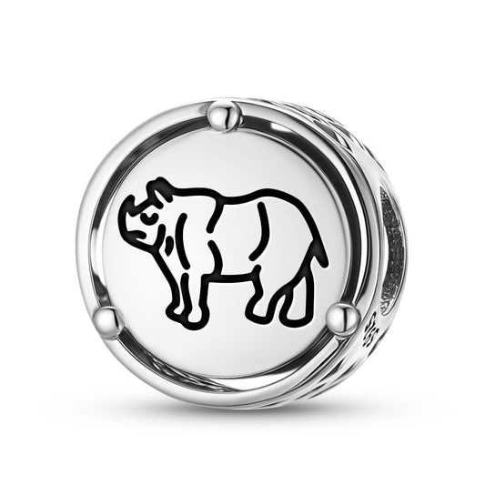 Jainism Gainda Rhinoceros Charm – 925 Sterling Silver