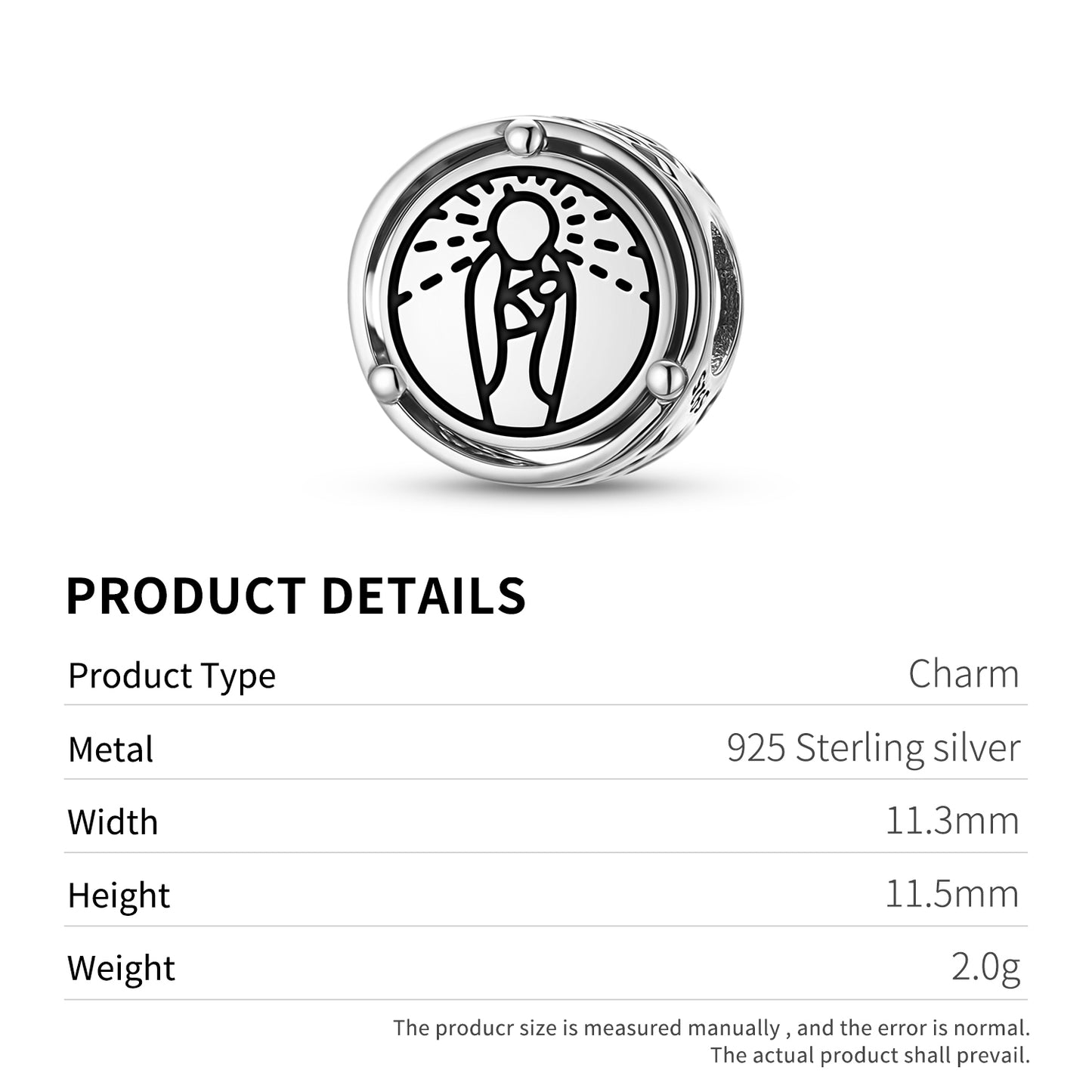 Anthroposophy Virgo Seal Charm – 925 Sterling Silver – view 3