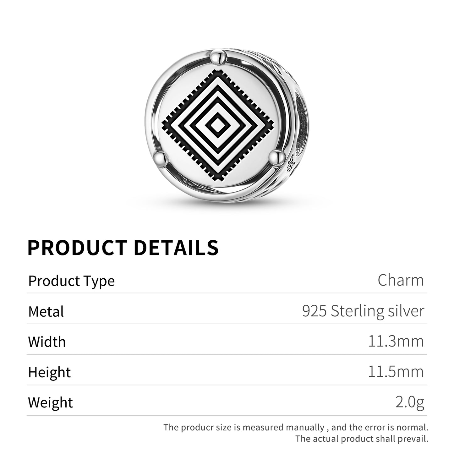 Turkish Goz Eye Charm – 925 Sterling Silver – view 3