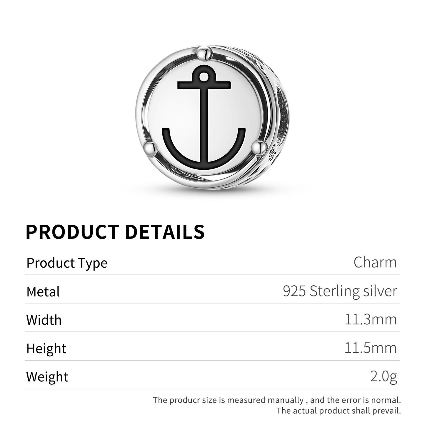 St. Clement's Cross Dangle Charm – 925 Sterling Silver – view 3