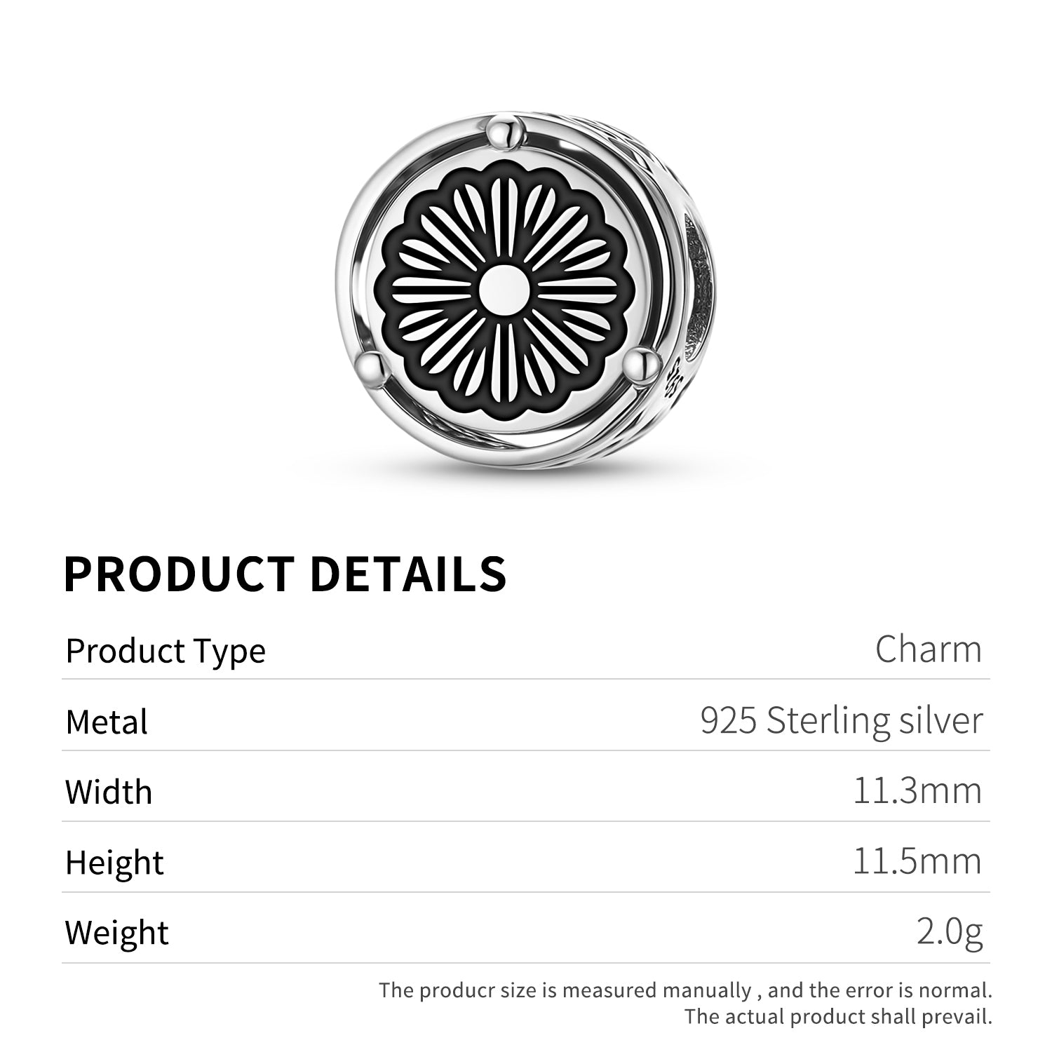 Flowers Daisy Charm – 925 Sterling Silver – view 3