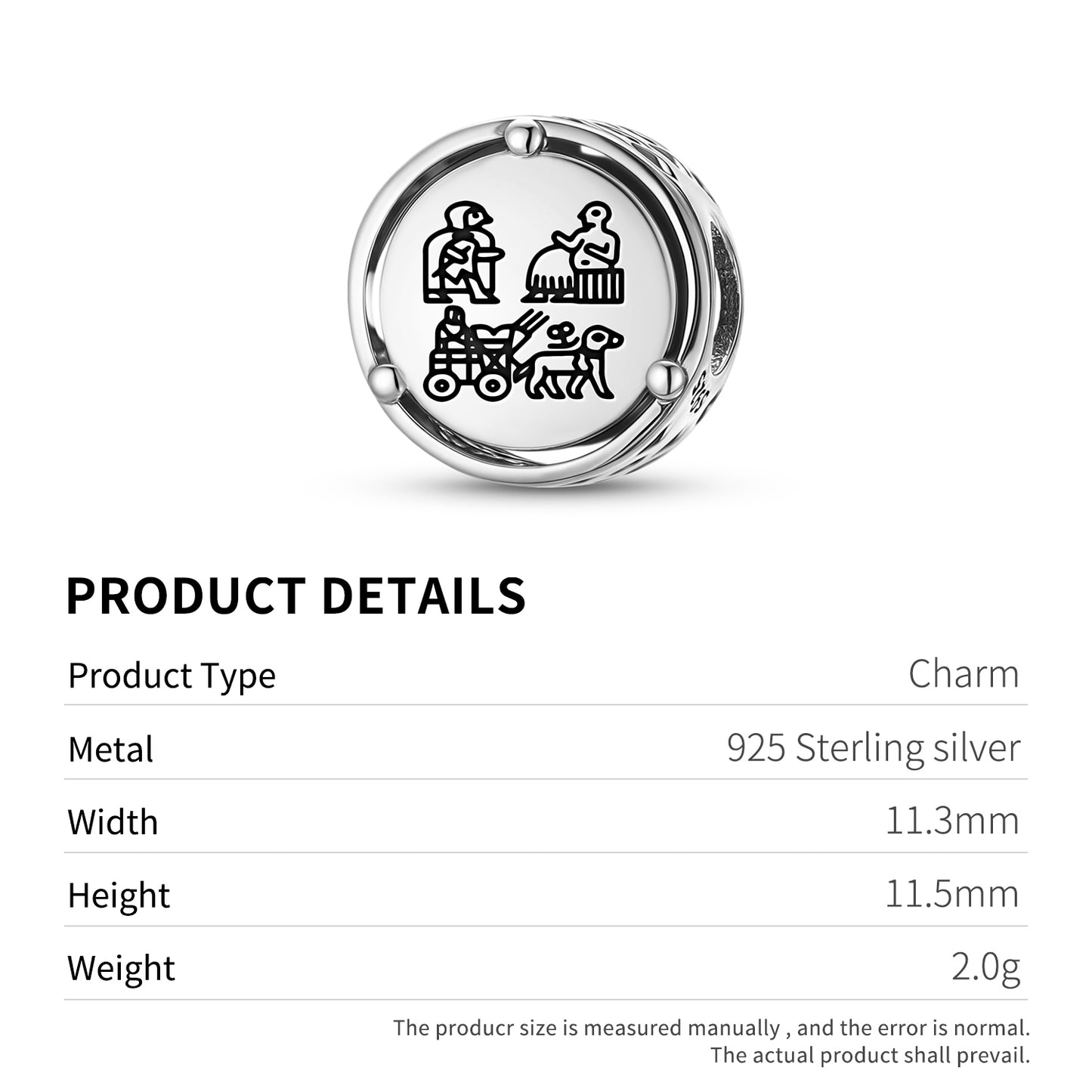 Sumerian Standard Of Ur Charm – 925 Sterling Silver – view 3