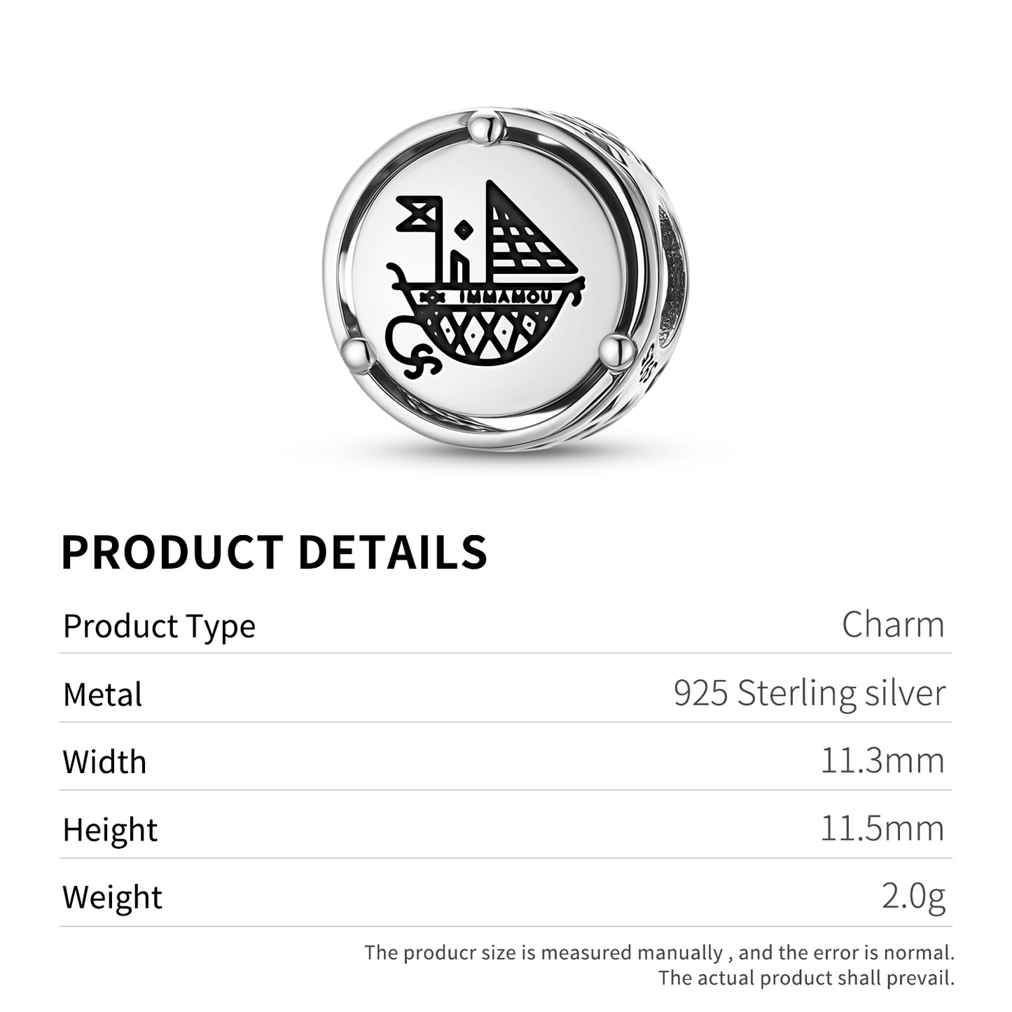 Central America Agwe Charm – 925 Sterling Silver – view 3
