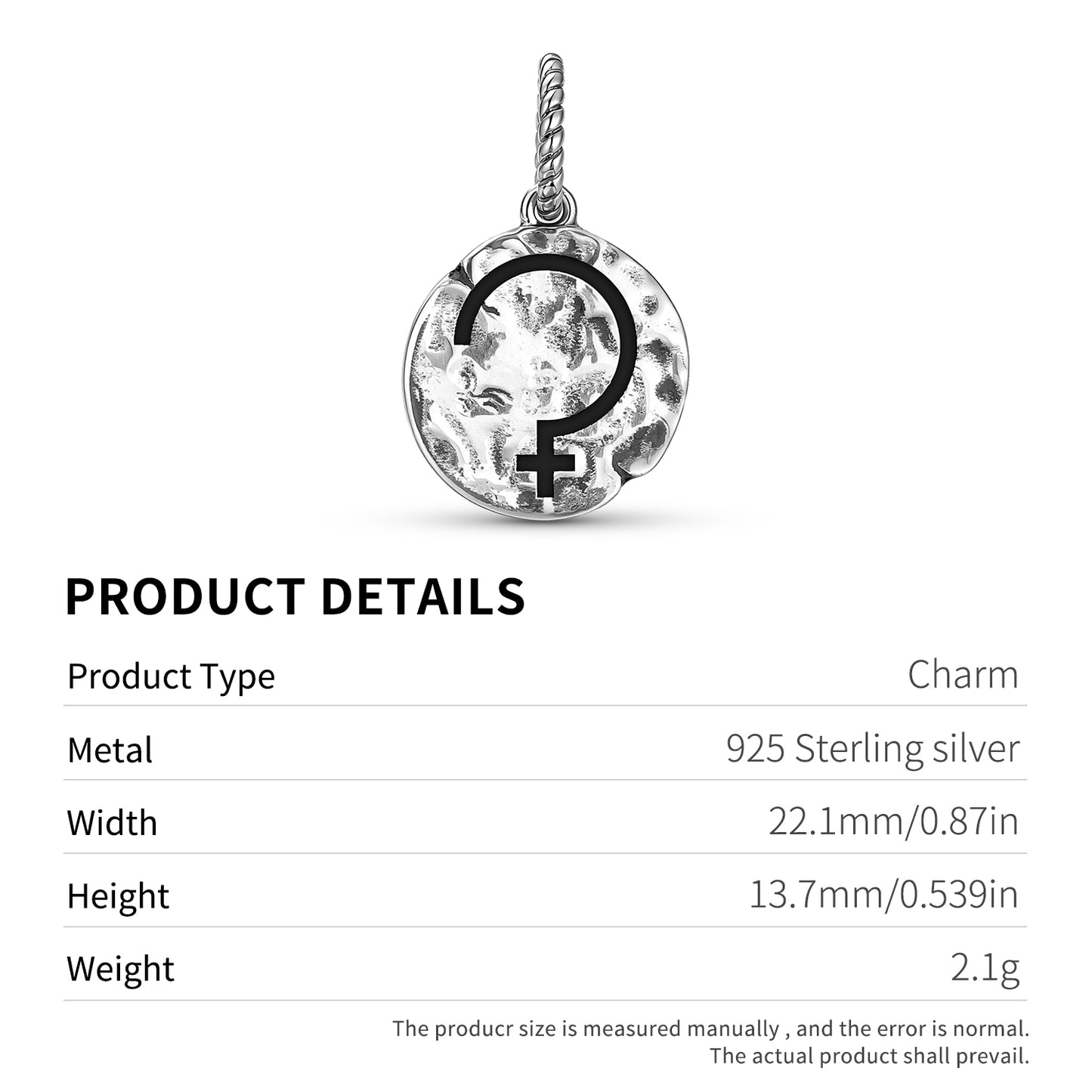 Astrology Ceres Symbol Dangle Charm – 925 Sterling Silver – view 3