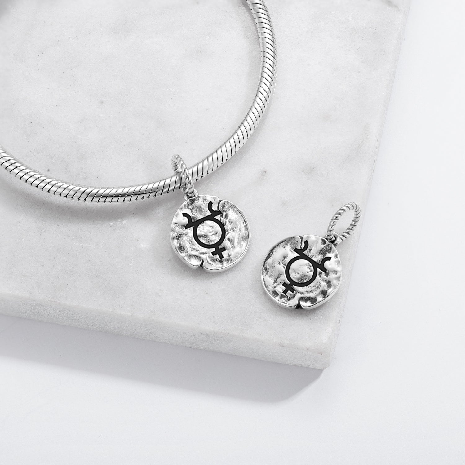 Greek Mythology Pan Symbol Dangle Charm – 925 Sterling Silver – view 2